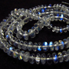 AAAA - High Quality - Rainbow Moonstone - 15 inches Strand Smooth Polished Rondell Beads Fully Blue Fire size 3.5 - 5.5 mm